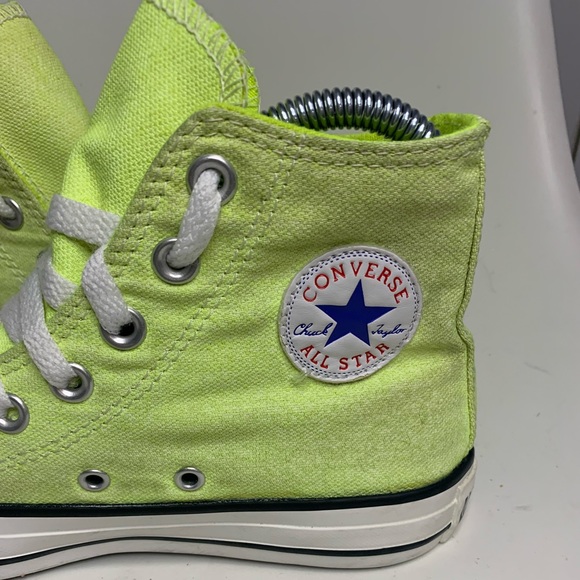 CONVERSE Chuck Taylor All Star Seasonal Neon Yellow High Top sneakers Sz 5 - Picture 3 of 12
